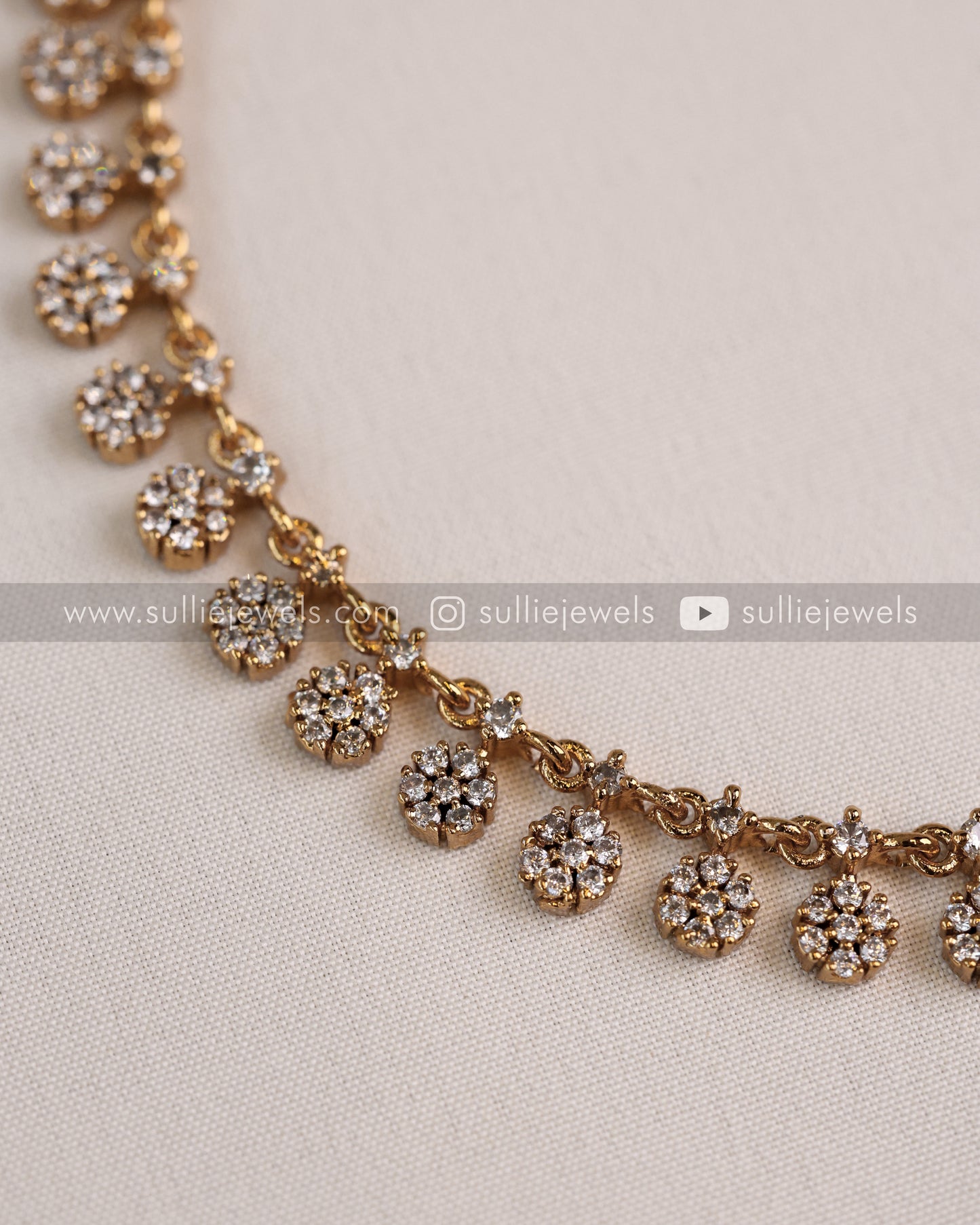 Diamond Hanging Flower Necklace with Stud