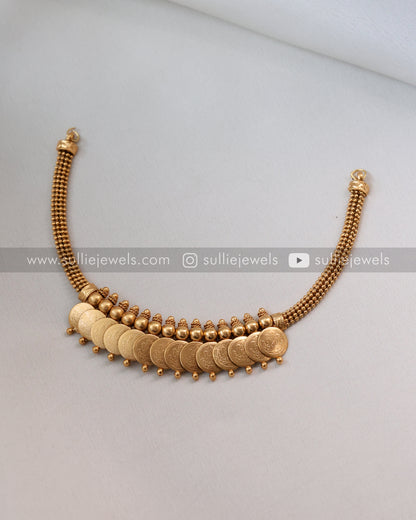 Gold Coin Minimal Necklace with Stud