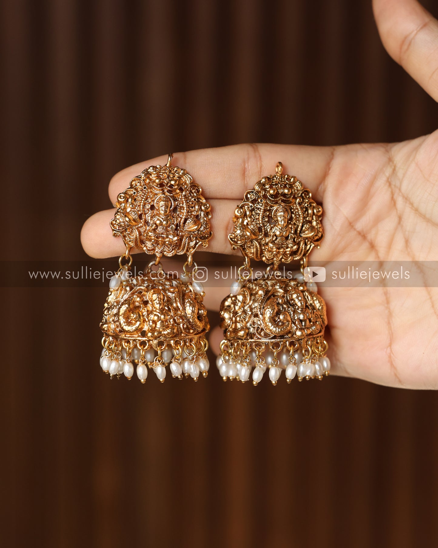 Lakshmi Jhumka with Pearl Hangings