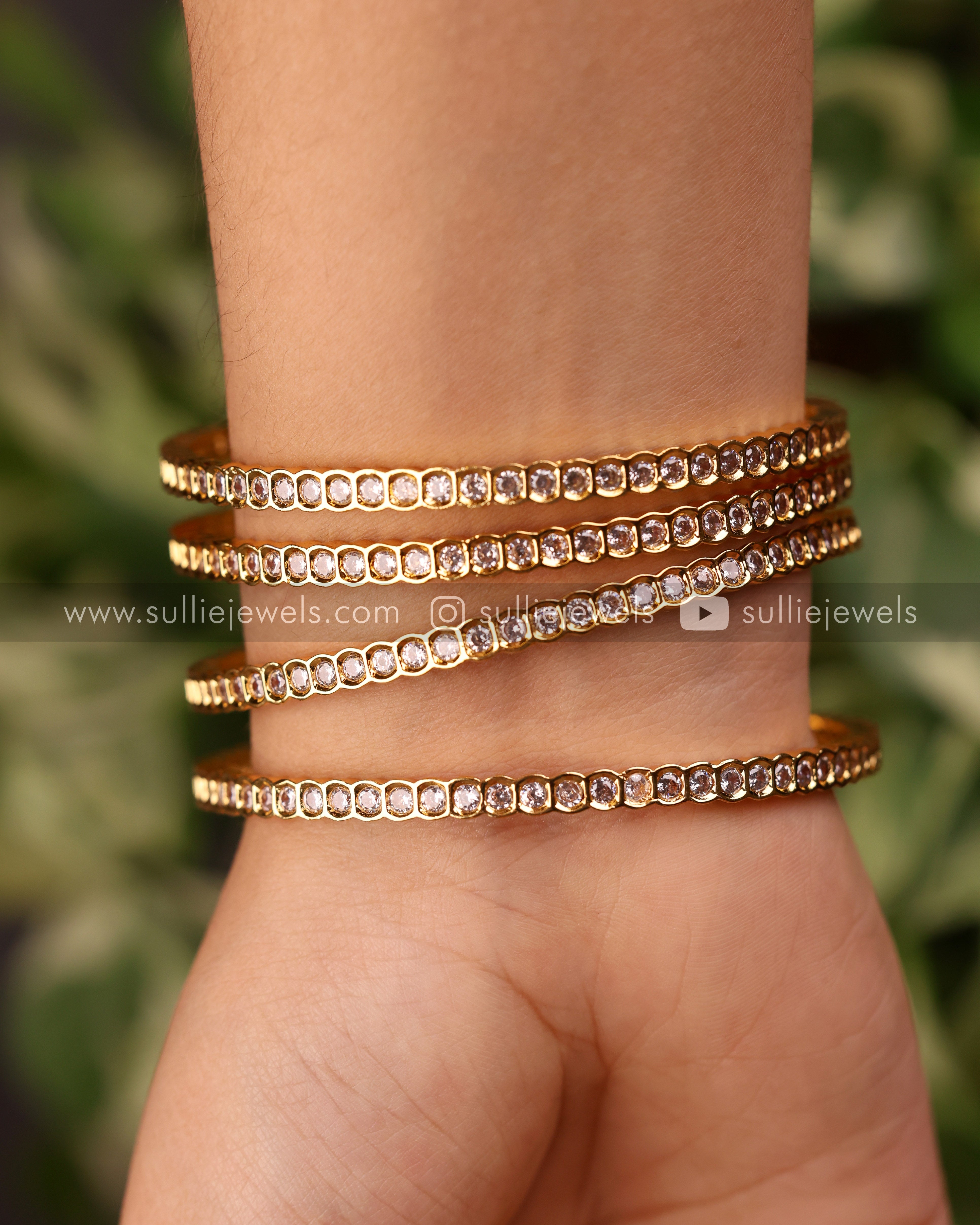 White stone hot sale bangles set