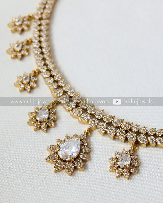 Diamond Premium Drop Necklace with Earrings