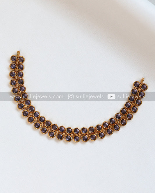 Violet Stone 2 Layer Necklace with Stud