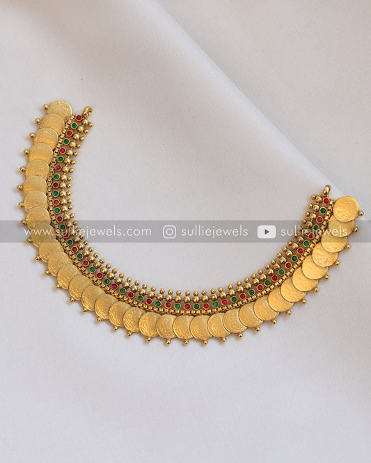 Gold Coin Necklace / Kaashumaala with Stud