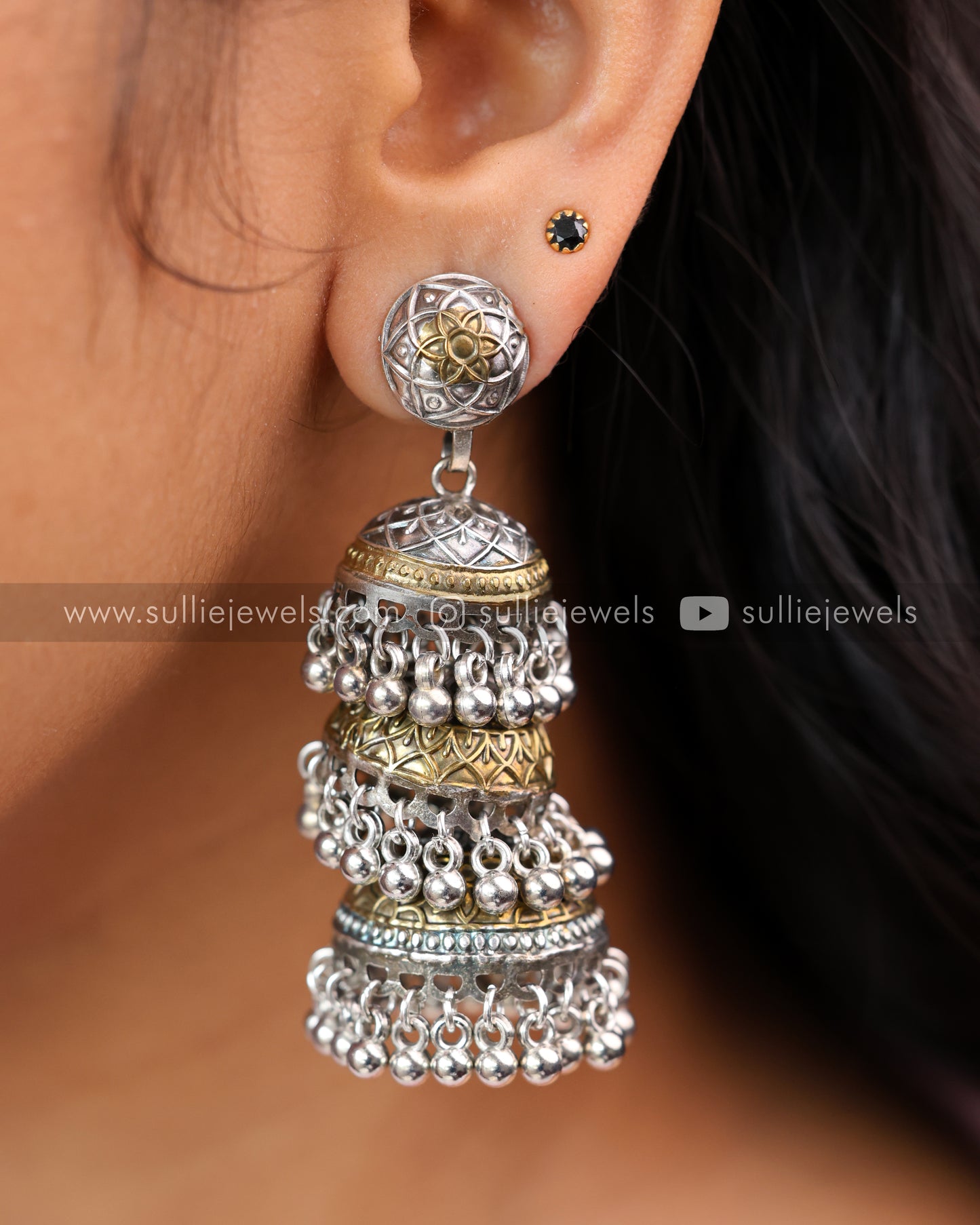 3 Layer German Silver Jhumka