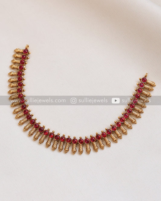 Red Stone Gold Necklace with Stud