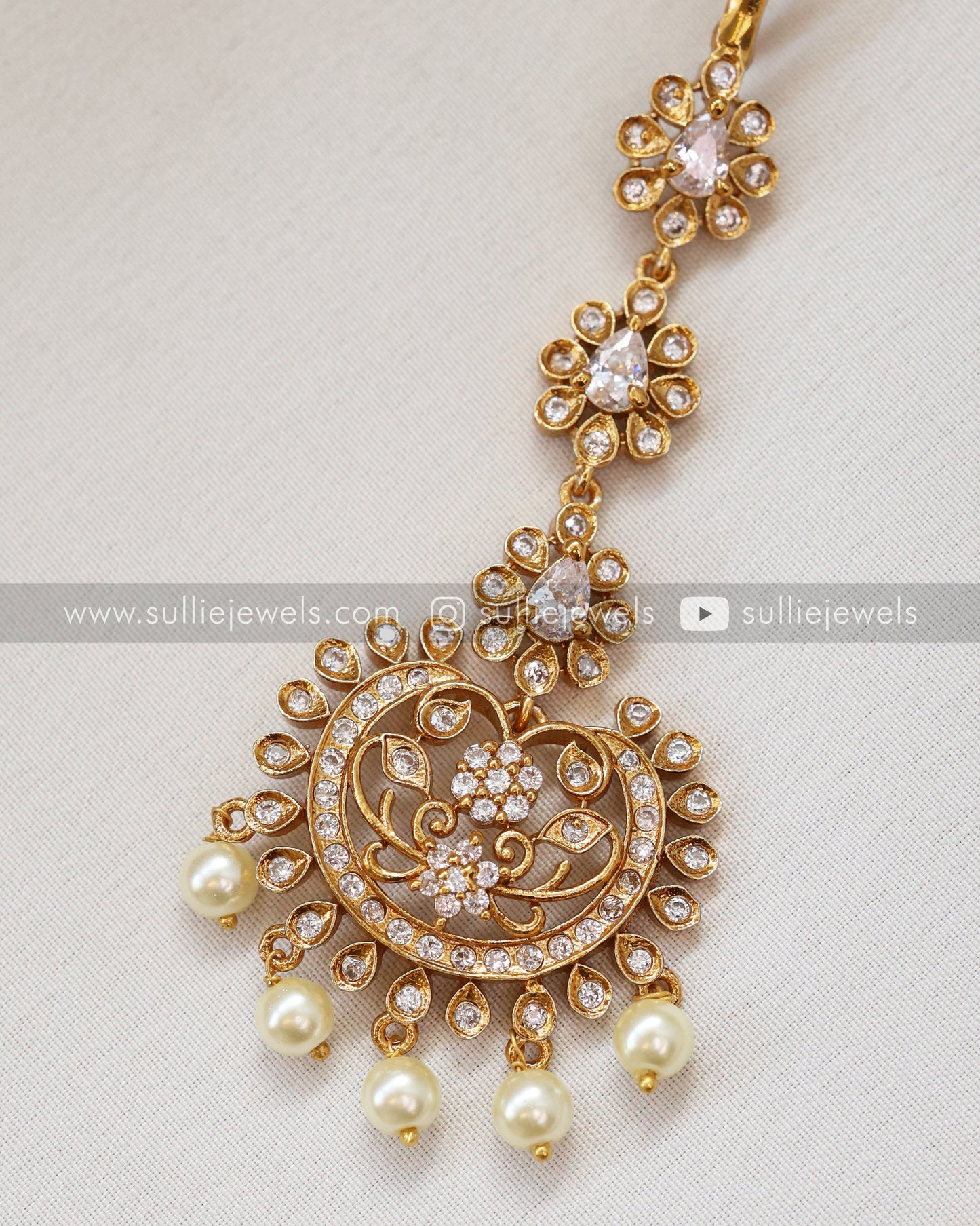 Premium Kemp Mango Bridal Set - Necklace + Haram + Earring + Tikka