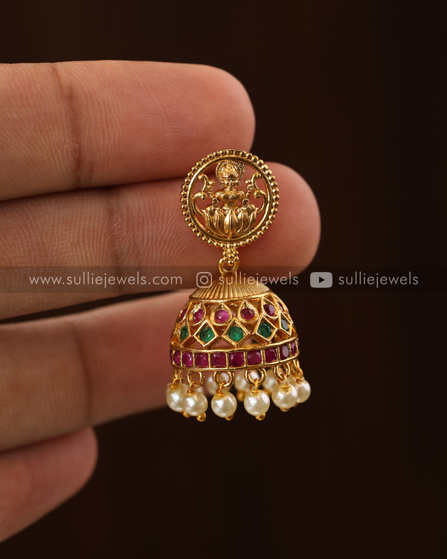 Lakshmi Stone Pendant with Jhumka