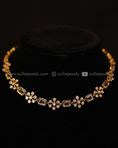 Stone & Flower Minimal Necklace Set