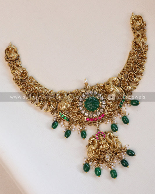 Lakshmi Designer Emerald Necklace with Earring