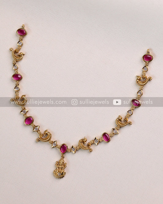 Minimal Lakshmi Gold & Kemp Necklace with Earring