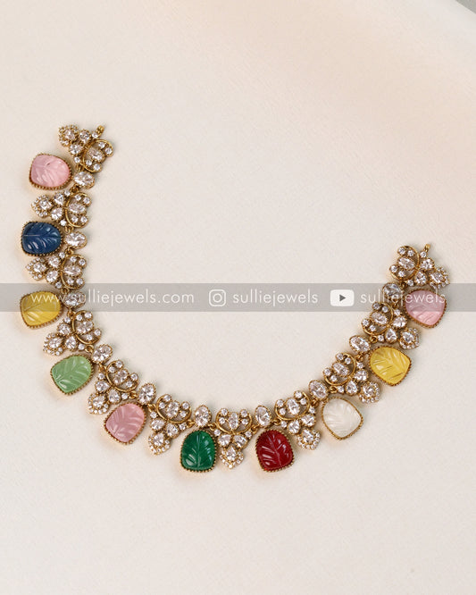 Multicolour Premium Stone Necklace with Stud