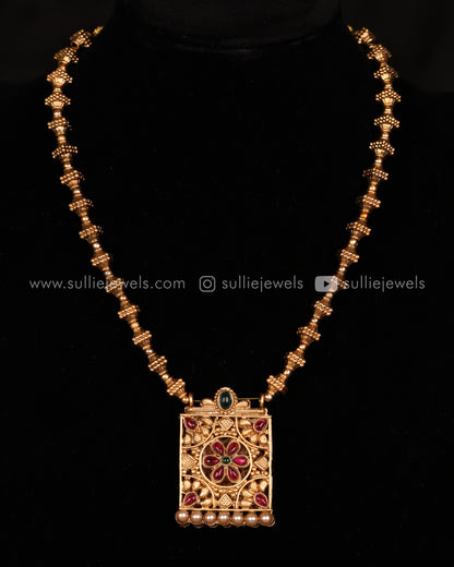 Reversible Lakshmi Pendant Set with 2 earrings