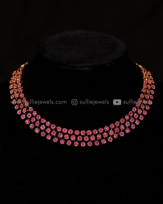 Diamond Lookalike Three Layer Necklace Set