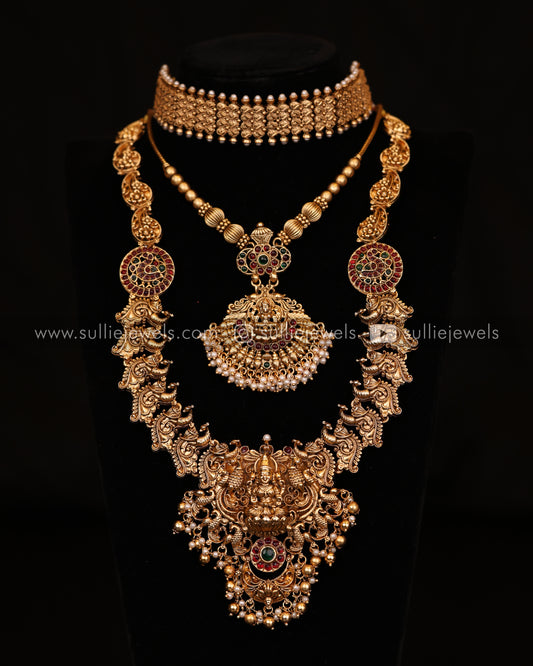 Bridal Combo - Choker, Pendant, Lakshmi Haram & Jasmine Scrunchies Set of 2