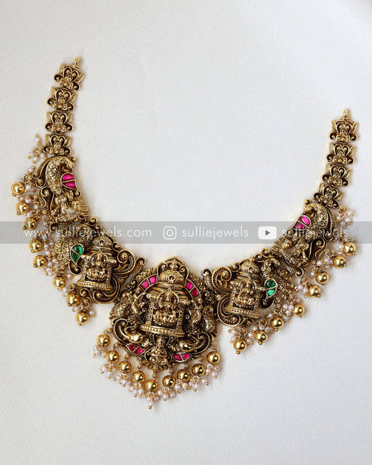 Premium Lakshmi Jadau Necklace with Jhumka