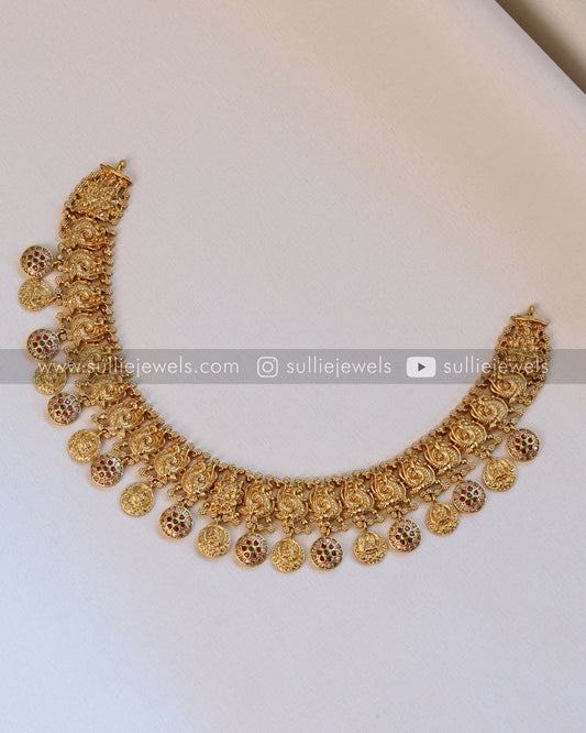 Lakshmi Gold & Stone Coin Necklace with Earring