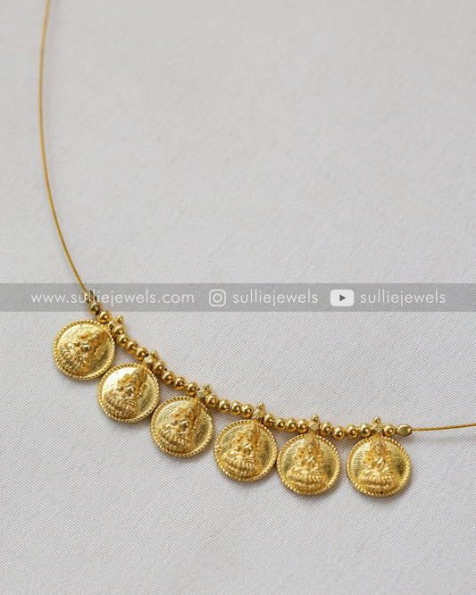 Gold Lakshmi Coin Minimal String Chain