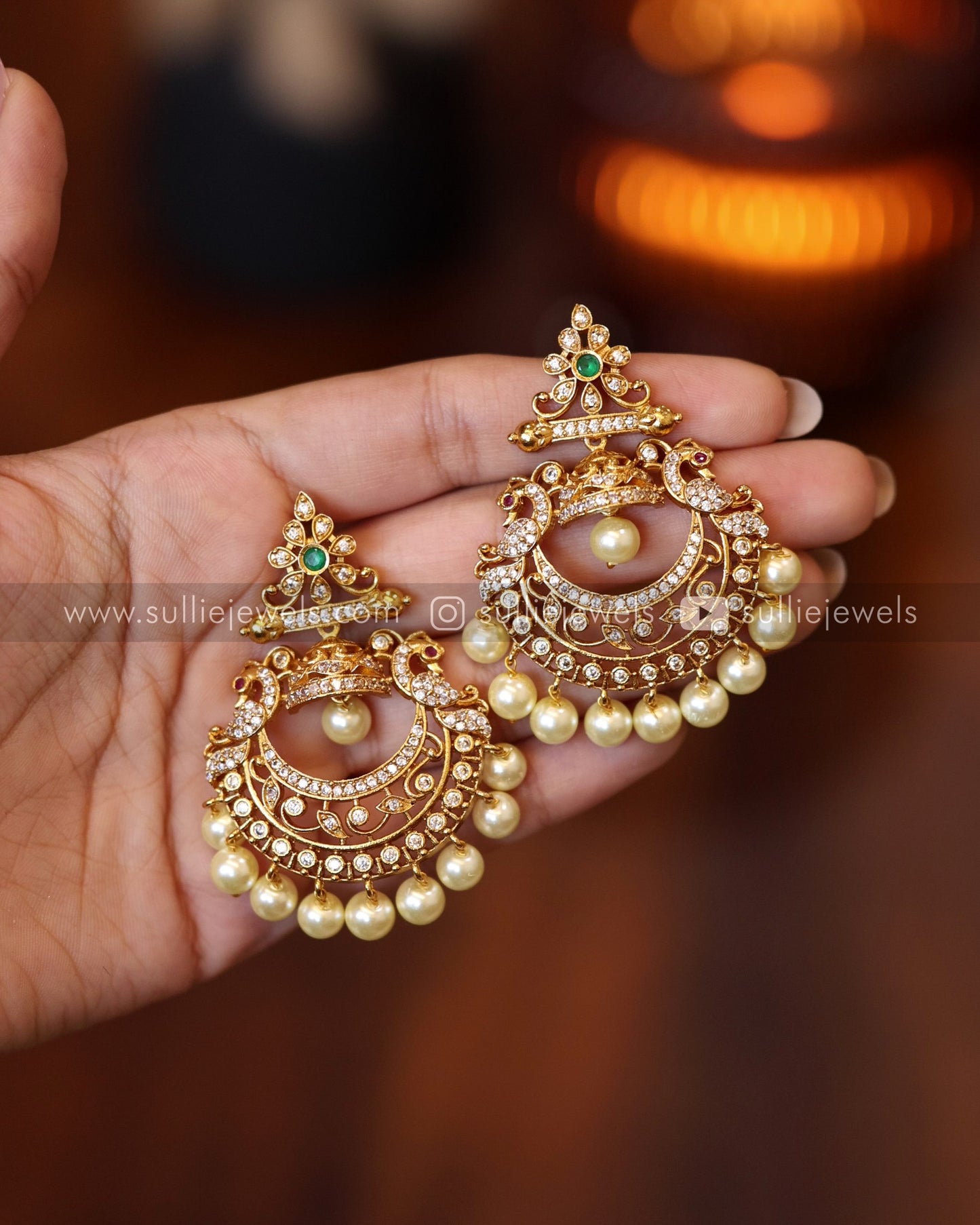 AD Chandbali Peacock Earring