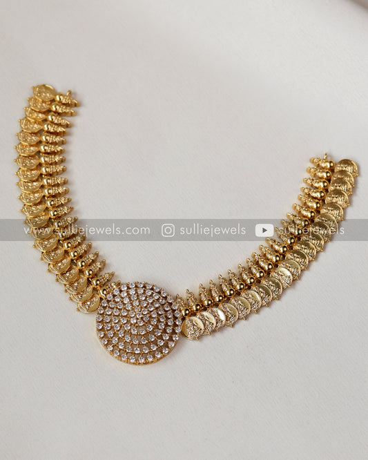 AD & Gold Coin Fusion Necklace with 2 set of studs