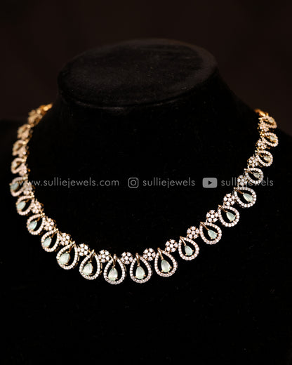 Raindrop Diamonds Necklace with Earring